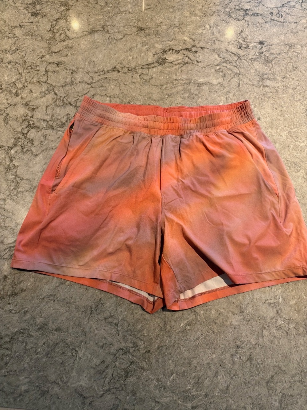 lululemon pace breaker 5" lined orange pink swirl large